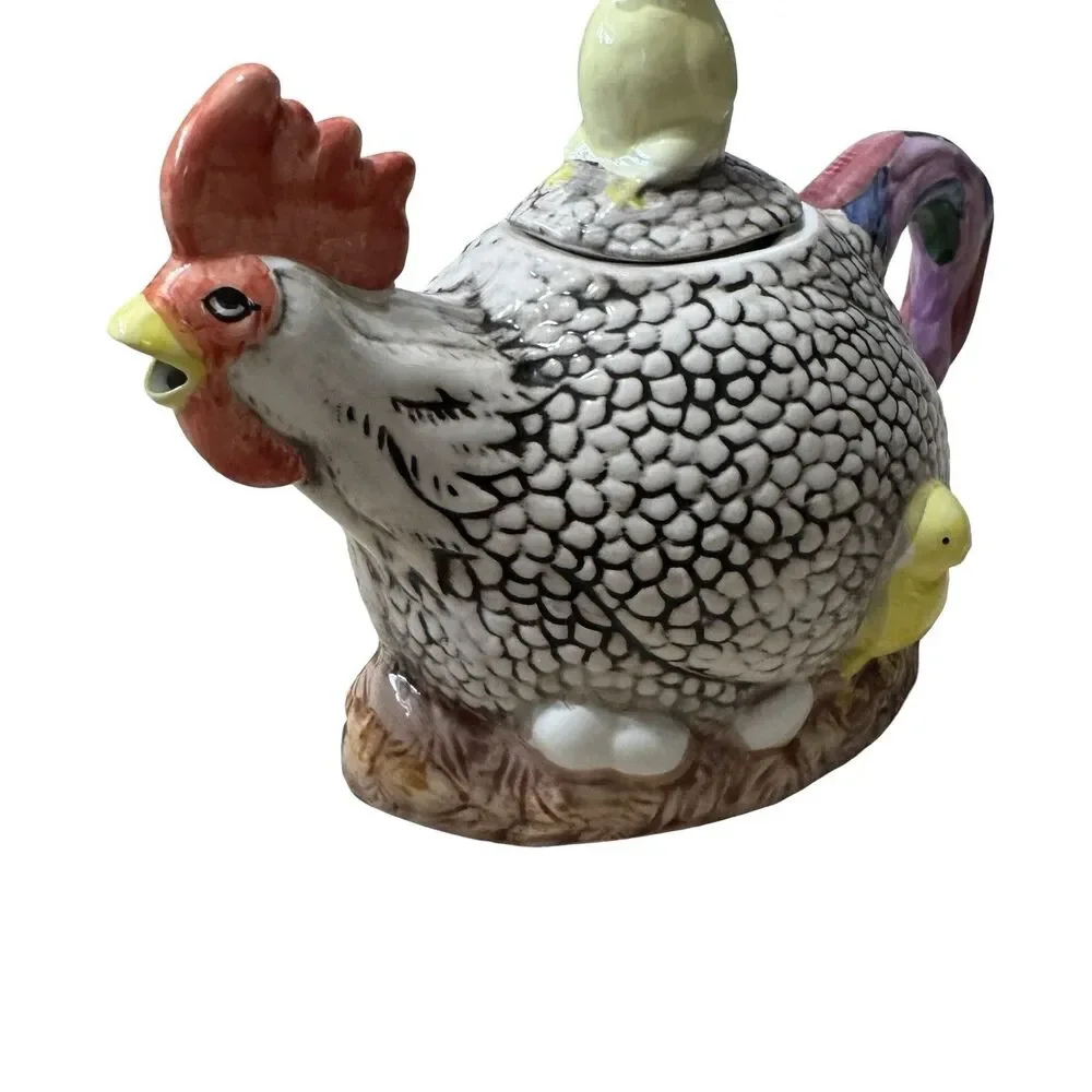 Rooster With Chicks Teapot Kitchen Decor Easter Decor Coffee Spring Cottagecore